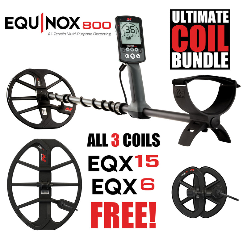 Minelab Equinox 800 + Free 6" & 15" Search Coils